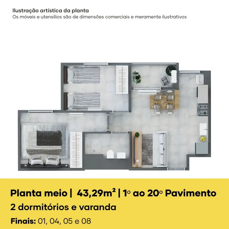 Planta Meio 43,29m²