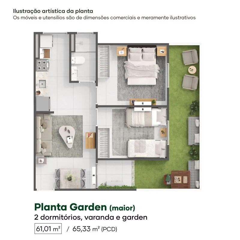 Planta Garden Maior 61,01m²