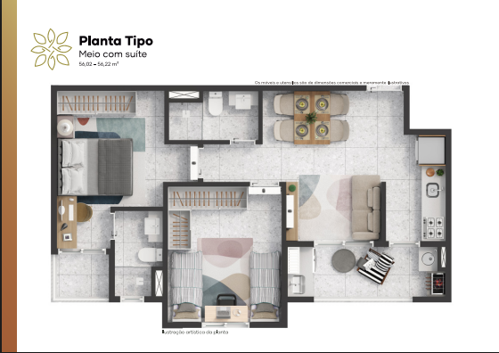 Planta 56m²